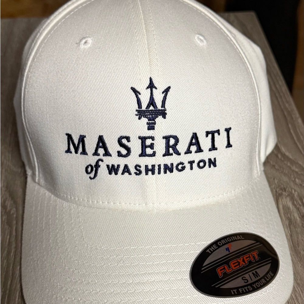 Maserati of Washington Flexfit Hat White Size S/M